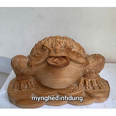 Tượng Cóc thiềm thừ phong thủy cầu tài lộc bằng gỗ ngọc am thơm nức 29x19x16cm 