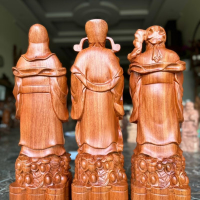 Bộ tượng phật tam đa phúc lộc thọ bằng gỗ hương đá kt cao 60×17×15cm