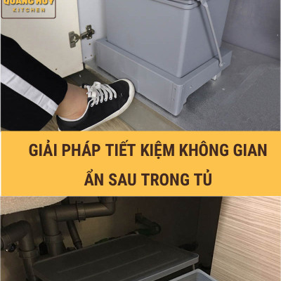 Thùng rác âm tủ bếp nhấn mở tự động cam kết chính hãng Grob