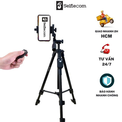 Chân đế tripod dùng cho điện thoại và máy ảnh Selfiecom TTX-6218 -  Có Remote chụp ảnh và túi đựng tiện lợi - Hàng chính hãng