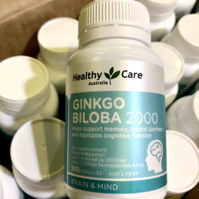 Bổ não Úc Healthy Care Ginkgo Biloba 2000, Giúp tăng tuần hoàn máu não, Cải thiện chức năng nhận thức, Trí nhớ, Giúp an thần và Giảm Stress (100 V/Hộp) - QuaTangMe Extaste