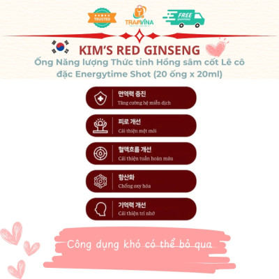 Ống Năng lượng Thức tỉnh Hồng sâm cốt Lê cô đặc Kim