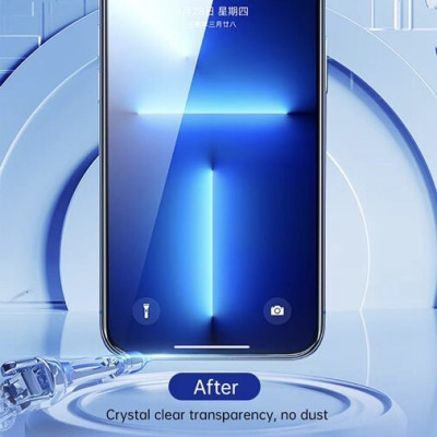 Kính cường lực Wiwu tự lấy bụi Dành Cho Iphone Có Màng Che Loa, Chống Vân Tay, Chống Dầu - Hàng Chính Hãng