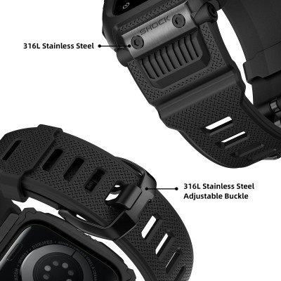 Ốp Case bảo vệ tích hợp dây đeo Camo Shock cho Apple Watch Series 1/2/3/4/5/6/SE/7/8/9/SE2 Size 45mm/44mm/42mm - Hàng Chính Hãng