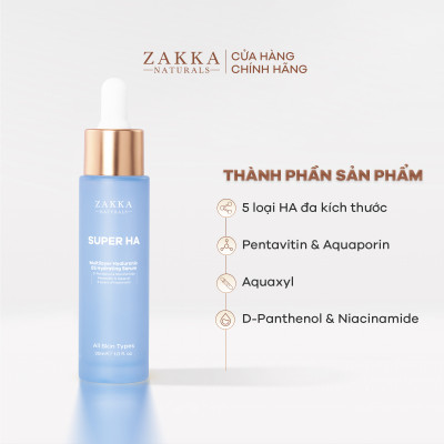 Tinh Chất Cấp Ẩm Đa Tầng Super HA Hyaluronic B5 Hydrating Serum Zakka Naturals 30ml