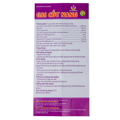 Gai Cốt Nang – Năng Động - Hỗ trợ giảm đau mỏi xương khớp do viên khớp, thoái hóa khớp