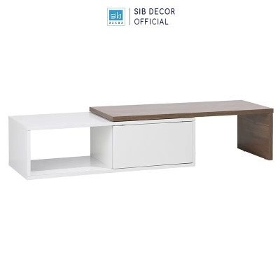 Kệ Tivi Để Sàn Đa Năng SIB Decor Màu Trắng Phối Walnut TV87