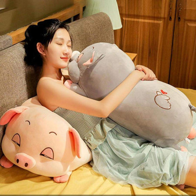 Gấu bông heo lười mắt hí, lợn buồn ngủ đáng yêu siêu hot (40cm--->100cm) vải miniso 4 chiều cao cấp mềm êm – Gối ôm heo hồng buồn ngủ, lợn mắt sụp cute