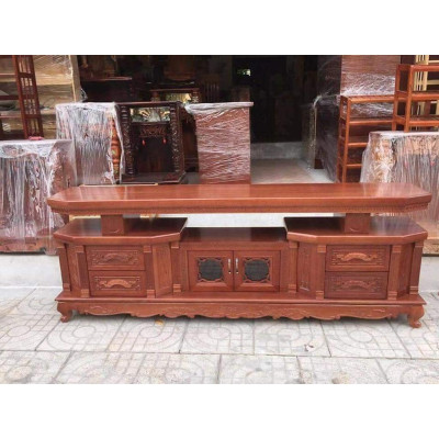 Tủ tivi vát cạnh gỗ xoan đào  màu cánh gián vân gỗ tự nhiên gỗ đã được xử lý tẩm sấy chống mối mọt đủ kích thước