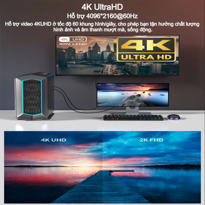 Cáp chuyển DisplayPort (DP) sang HDMI 4K@60Hz Choetech XDH01 - Hàng chính hãng
