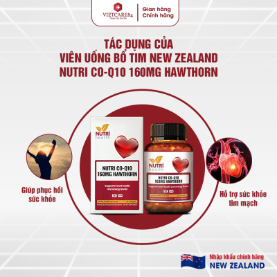 Bộ Sản Phẩm 3 Hộp Viên Uống Bổ Tim New Zealand Nutri Co Q10 160g Hawthorn 30 Viên - Nhập Khẩu Chính Hãng
