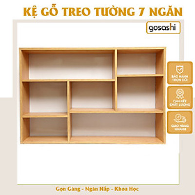 Kệ Sách Treo Tường 7 Ngăn Đa Năng Kích Thước 120x80x20 cm, Giá Sách Gỗ Trang Trí Phòng Ngủ Phòng Khách, Kệ Gỗ Để Đồ