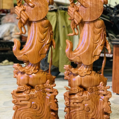 Tượng đạt ma sư tổ bằng gỗ hương đá kt 50×17×9cm