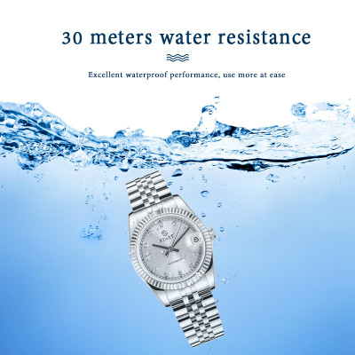 【START】đồng hồ nữ Mặt số nạm kim cương đồng hồ cơ tự động chức năng ngày chống nước đồng hồ kim loại chất lượng Thụy Sĩ