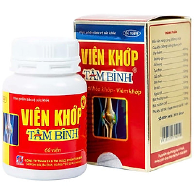 (hộp 60 viên) VIÊN KHỚP TÂM BÌNH Hỗ trợ giảm thoái hóa khớp, giảm đau nhức xương khớp, đau mỏi cơ bắp