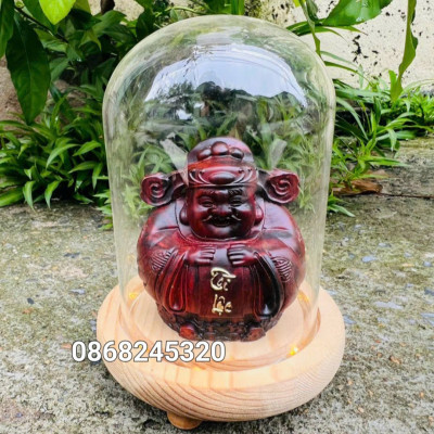 Combo tượng thần tài bằng gỗ trắc kt cao 10×9cm trưa tính hộp đựng 