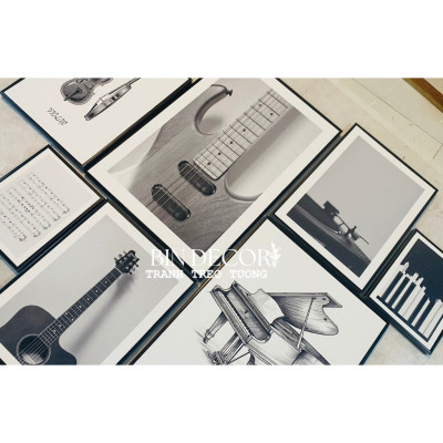 (ẢNH THẬT) Tranh treo tường âm nhạc 26 trang trí decor phòng nhạc cụ âm nhạc có khung