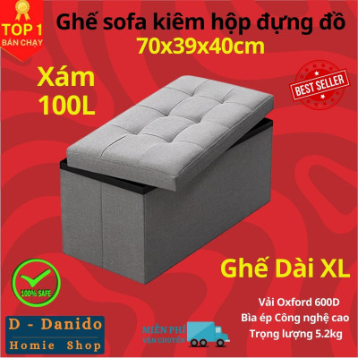 Thùng đựng đồ đa năng kiếm ghế ngồi gấp gọn 110L cỡ đại Châu Âu CA05 - Thùng gỗ bọc vải Oxford cao cấp chắc chắn có thể làm ghế ngồi, trang trí nhà cửa D Danido