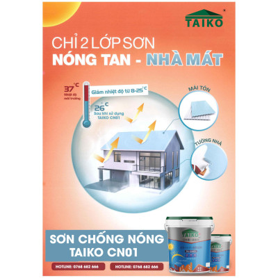 Sơn Chống Nóng, Chống Han Gỉ, Chống Thấm Taiko CN01- 5Kg - Xử Lý bề mặt tường nhà, mái tôn, kim loại