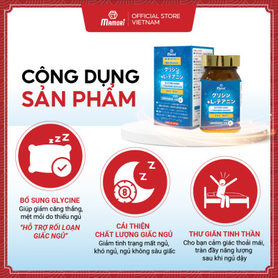 Combo 3 Hộp Viên uống MAMORI Glycine L-Theanine giúp giảm căng thẳng - stress, Hỗ trợ ngủ ngon, ngủ sâu giấc (60 Viên)