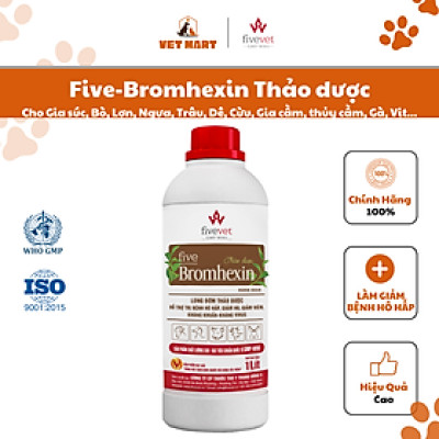Five-Bromhexin Thảo dược  làm lỏng dịch nhầy, long đờm cho gia súc, gia cầm, lợn, thỏ