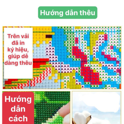Tranh thêu kín Hoa mẫu đơn vs8101, kích thước 50 x 68 cm