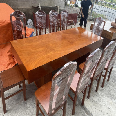 Bộ Bàn Ăn 10 Ghế Xẻ Quạt Gỗ Hương Đá