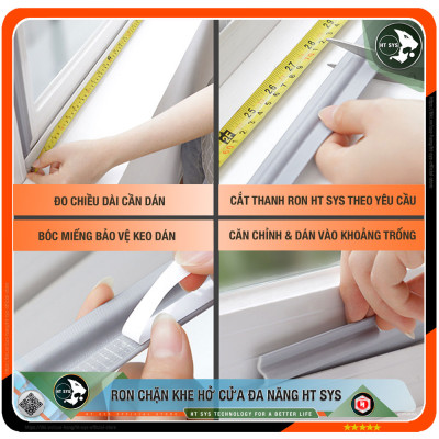 Ron Chặn Khe Cửa HT SYS - Chất Liệu PU Và PE Cải Tiến - Ron Chặn Khe Cửa, Chân Cửa, Khung Cửa - Ngăn Gió Lùa, Cách Âm, Chống Bụi, Ngăn Côn Trùng, Chống Thoát Khí Điều Hòa, Chống Va Đập Cửa - Hàng Chính Hãng
