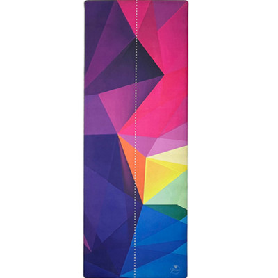 Thảm tập yoga du lịch cao cấp chính hãng Yvonne, Geometric (TẶNG KÈM 3 PHẦN QUÀ) dày 1,5mm gấp gọn, bề mặt nhám, siêu bám, ưa mồ hôi, dễ vệ sinh, chất liệu cao su tự nhiên, kích thước 183cm x 66cm, nặng 1,2kg