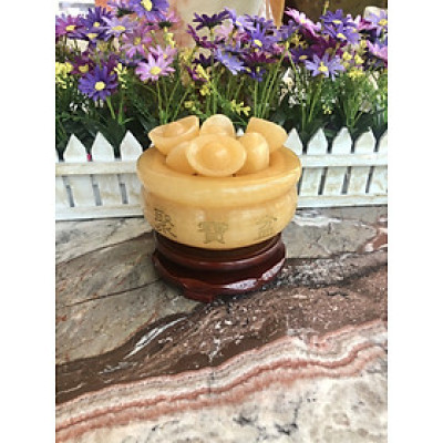 Bát Tụ Tài - Bát Tụ Bảo - Hút Tài - Hút Lộc đá ngọc hoàng long - Đường kính 12 cm