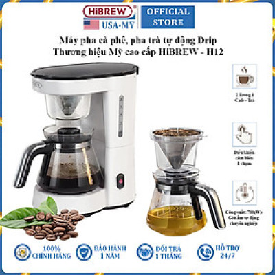 Máy pha cà phê, pha trà tự động Drip thương hiệu HiBREW H12 - Dung tích 750ml - Công suất 700W - Hàng chính hãng