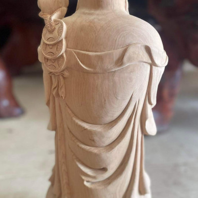 Tượng phật di lặc chúc phúc bằng gỗ ngọc am thơm nức kt cao 55×24×17cm 