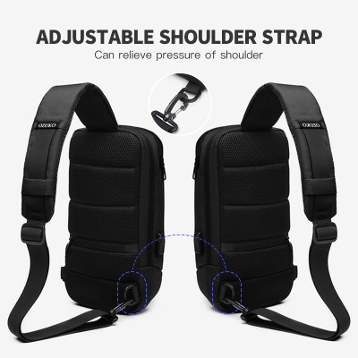 Túi đeo chéo trước ngực OZUKO chống thấm nước có cổng sạc USB thời trang dành cho nam