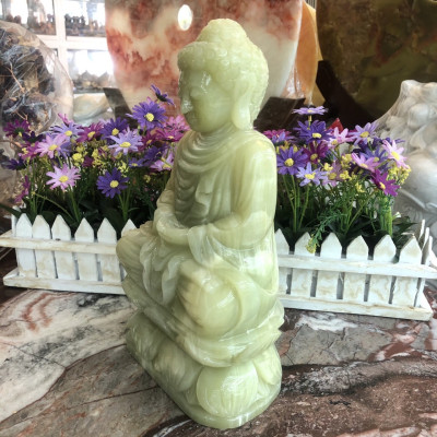 Tượng Phật A Di Đà ngồi đài sen đá ngọc Onyx - Cao 30 cm