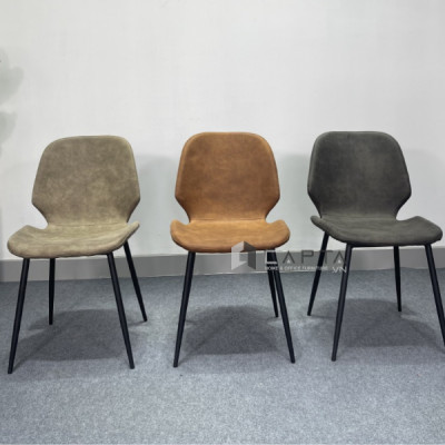 Ghế trang điểm vải giả da màu nâu bò LUX 9A-P Nội thất Capta Ghế đơn ngồi làm việc nhỏ gọn Ghế cafe chân sắt hiện đại