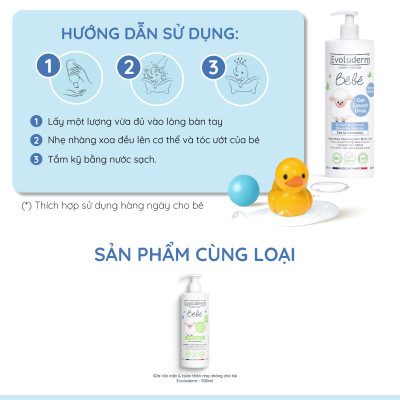 Sữa tắm gội cho bé Evoluderm 500ml