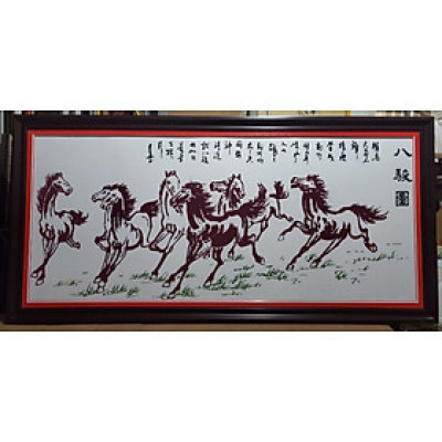 Tranh thêu tay chữ thập đen trắng cổ điển– Mã Đáo Thành Công