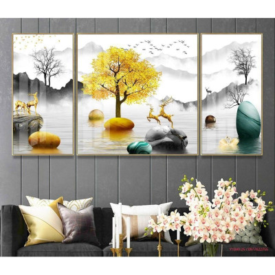 Tranh treo tường tráng gương bóng kiếng nai trừu tượng hiện đại sang trọng