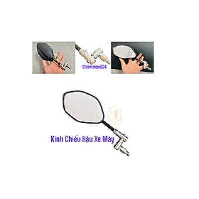 Chân Kính Xoay 360 INOX304 kèm Kính chiếu hậu kiểu Airblade gắn được nhiều loại xe máy hàng răng thuận bên trái chất lượng