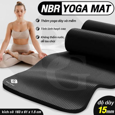 BG Thảm tập Yoga,GYM chuyên dụng dày 15mm NBR nguyên khối, độ đài hồi tốt, chống lún, Chống trơn trượt, độ bám cao, ngăn ngừa hôi và ẩm mốc (hàng nhập khẩu)