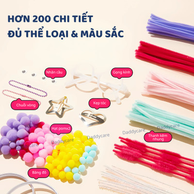 Kẽm nhung làm hoa, kẹp tóc DIY cho bé Mideer Chenille Stem Craft Collection