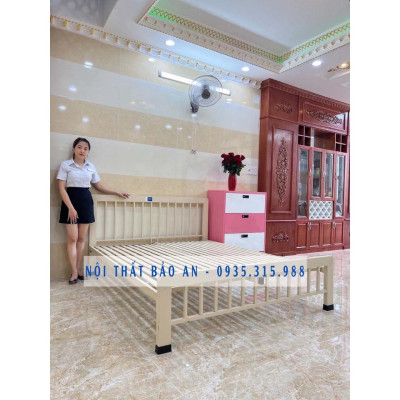 Giường sắt ngủ hộp vuông 4x8 - nhiều màu - kích thước 1m8x2m - giá rẻ bền đẹp