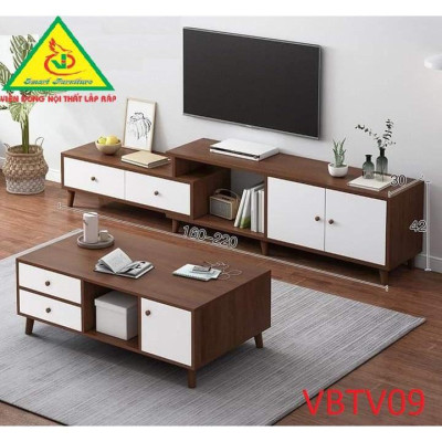 Combo Bàn trà và kệ tivi hiện đại cho phòng khách VBTV09 - Nội thất lắp ráp Viendong Adv