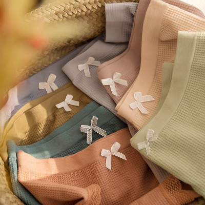 Quần Lót Nữ - Combo 5 Chiếc Quần Chip Nữ Cotton Viền Ren Đính Nơ - Quần Lót Nữ Cotton Cao Cấp Mã QL04 - Freesize từ 40-60kg