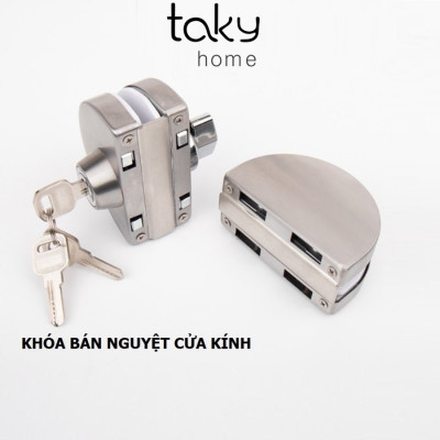 Khóa Cửa Kính Cường Lực Cao Cấp, Khóa Bán Nguyệt Cửa Kính 10 mm - 12 mm, Lắp Đặt Không Phải Khoan Cắt Kính. TakyHome 3205