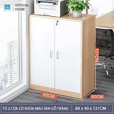 Tủ Gỗ Đựng Hồ Sơ 2 Cửa Có Khóa Hiện Đại Thương Hiệu SIB Decor HS22