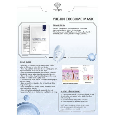 Mặt nạ tế bào gốc Exosome Mask hộp 10 miếng - Yuejin, giúp phục hồi da, chống lão hóa, da sáng mịn