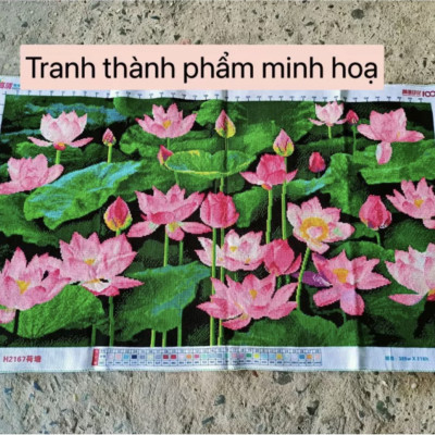 Tranh thêu kín chữ thập Đầm sen MH2167, kích thước 100 x 60 cm