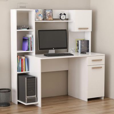 Bàn làm việc gỗ liền kệ giá sách bên đẹp SMLIFE Doberman