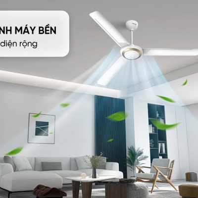 Quạt trần Sunhouse 3 cánh SHD-7658, công suất 75W, sải cánh dài 1,4 mét, 5 cấp độ gió, vận hành không tiếng ồn, Hàng chính hãng